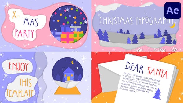 Free Videohive Christmas Greetings Colorful Scenes After Effects