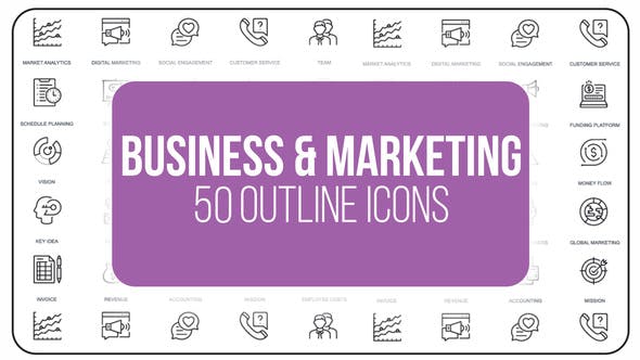 Marketing and Business - 50 Thin Line Icons