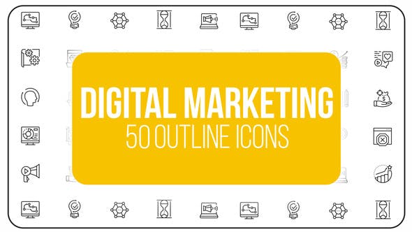 Digital Marketing - 50 Thin Line Icons