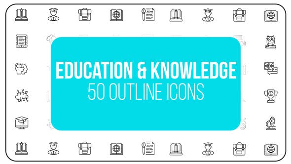 Education & Knowledge - 50 Thin Line Icons