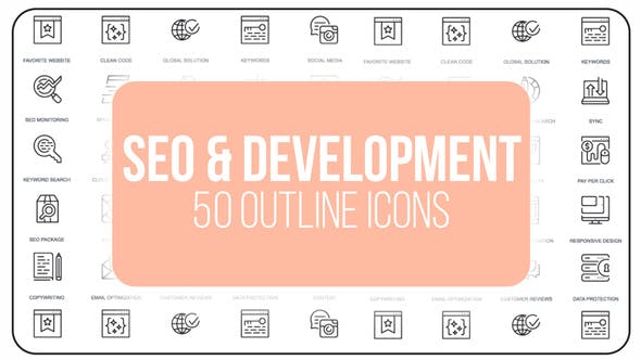 Seo Optimization - 50 Thin Line Icons