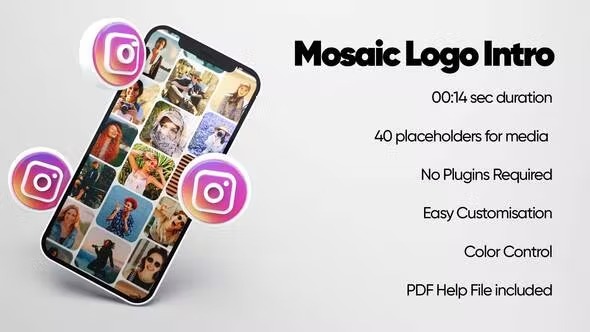 (FREE) VIDEOHIVE MOSAIC LOGO INTRO I INSTAGRAM VERSION   Free After