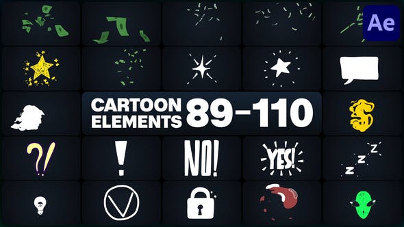 140+ animated cartoon elements after effects template free download