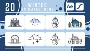 set of winter icons pack animation video